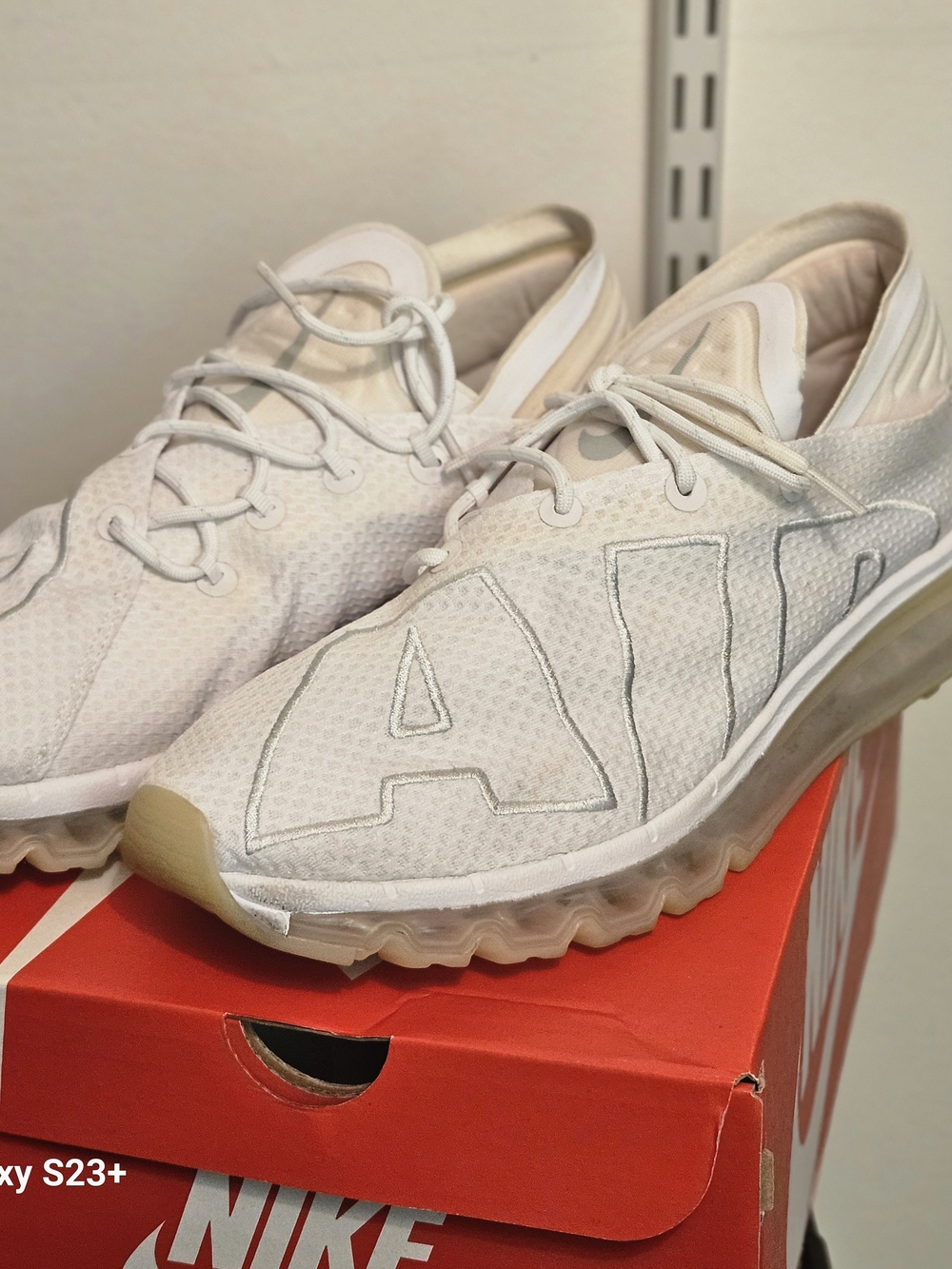 Nike Men’s White Cream Air Max-style Sneakers